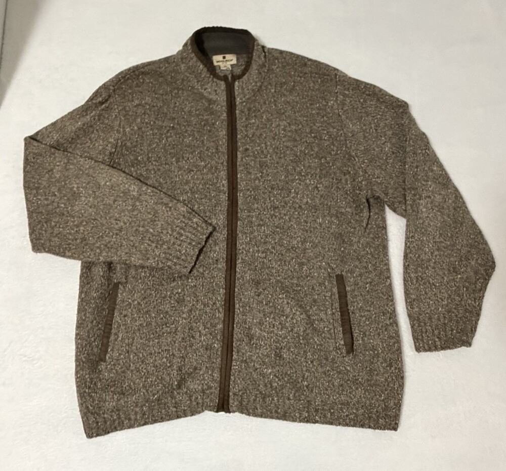 Woolrich Wool Full Zip Brown Sweater 2XL